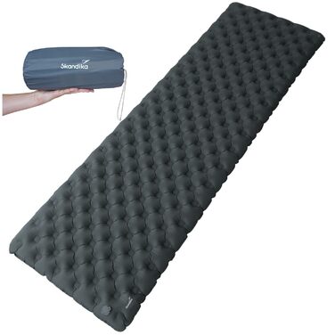 Каремат Skandika Elite/Exclusive Air Single/Double: надувний матрац для кемпінгу та туризму, 7.5 см, сірий