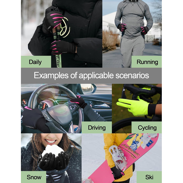 Зимові рукавички для велоспорту та катання на лижах з сенсорним екраном, вітрозахисні, теплі, зелені, XL