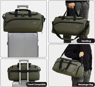 Спортивна та туристична сумка FIORETTO 35L з відділенням для взуття та мокрих речей, водонепроникна, для тренувань, спортзалу, подорожей, плавання, сауни, футболу, зелений 35л-оливковий