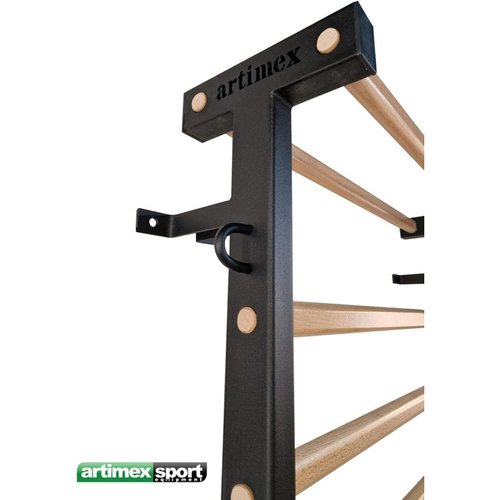 Шведська стінка ARTIMEX 221-M з металу і дерева для фізіотерапії та гімнастики, чорна, для спортзалу, клінік та фітнесу