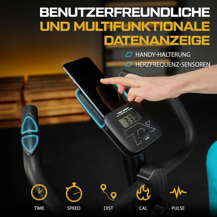 Велотренажер TREX SPORT TX-350MB RIZE, магнітний, 10 рівнів навантаження, пульсометр, 5 висот сидіння, до 120 кг, чорний
