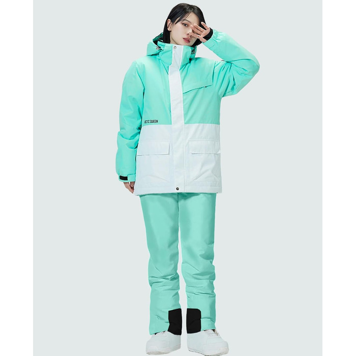 WOWULOVELY Жіночий зимовий костюм для катання на лижах, водонепроникний, вітронепроникний, комплект куртки та штанів, ізольований сніговий костюм, для сноубордингу, білий (XL, White-f)