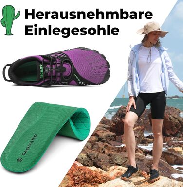 SAGUARO Чоловічі та жіночі трекінгові barefoot кросівки для бігу по пересіченій місцевості, Zehenschuhe Zero-Drop, р. 36-48, 41 EU, Королівський фіолетовий