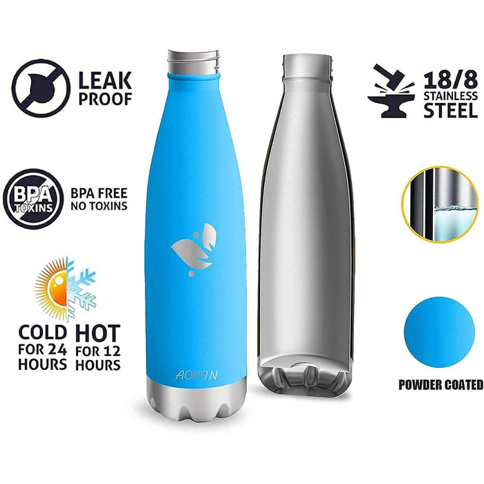 Термос AORIN вакуумний ізольований, 350/500/750 мл, пляшка для води, BPA Free, 24 год холоду та 12 год тепла, для дітей, школи, спорту, фітнесу, велосипеда, на вулицю