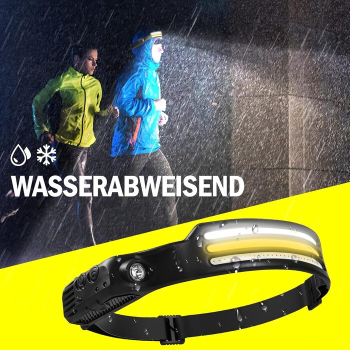 Ліхтарик на голову LED перезаряджається USB, 350 люмен, COB, сенсор, 5 режимів, водонепроникний IPX4