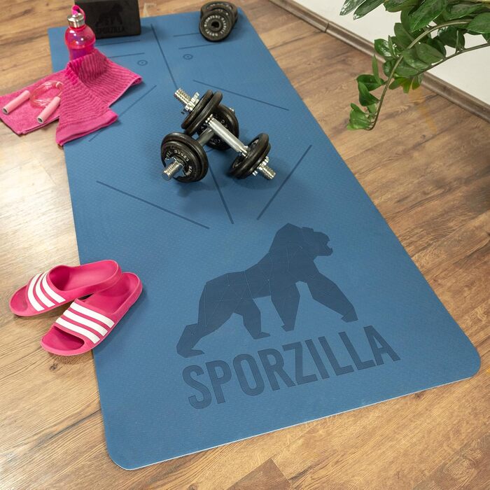 Килимок для йоги та фітнесу Sporzilla Premium XL, 80 см, 8 мм, нековзний, екологічний, з розміткою