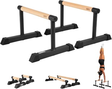 Паралелепити Gravity Fitness з дерев'яними ручками – середні, для стабільного утримання під час калістеніки, тренувань з власною вагою, гімнастики, домашнього спортзалу та фітнес-клубу