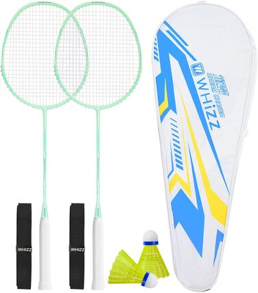 Набір для бадмінтону WHiZZ Carbon: 2 ракетки, м'ячики, обмотка, сумка. Легкі графітові ракетки для тренувань та відпочинку.