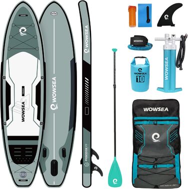 Надувна SUP-дошка WOWSEA для туризму та відпочинку, міцна та стабільна, з фібергласовим веслом, насосом та аксесуарами
