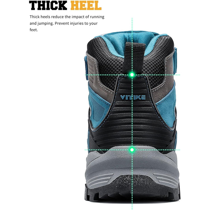 Зимові черевики VITIKE для дітей (хлопчики та дівчатка), тепле хутро, черевики для снігу та трекінгу, розмір 38 EU, колір Павлиній синій