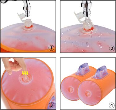 Гідравлічні гантелі Deiris, набір для заповнення водою, вага до 14 кг/пара, для силових тренувань та фітнесу, помаранчевий колір, пара 10 кг