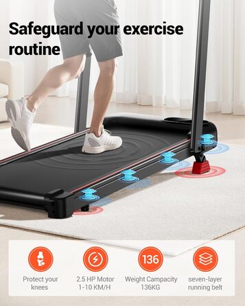 Біговий тренажер для дому складний, 12 км/год, з нахилом 15%, Walking Pad, максимальне навантаження 136 кг