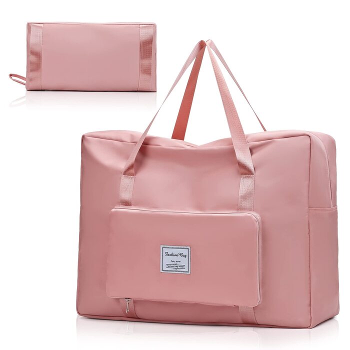 Складана дорожня сумка Flintronic 36L, велика водонепроникна сумка для подорожей, вікенду та спорту для чоловіків і жінок, сіра (з багажним ярликом)