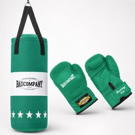 Дитячий боксерський набір Bad Company: боксерський мішок 55x25 см + рукавички 8oz (зелений) для дітей до 12 років