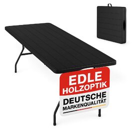 Розкладний стіл Onbest Holz Optik великий - садовий, для пікніка, кемпінгу на 6 осіб. Пластик/алюміній, з текстурою дерева для дому та саду