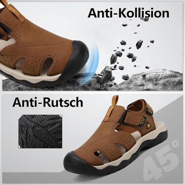 Чоловічі сандалі AX BOXING для трекінгу та спорту, літні відкриті, на липучці, дихаючі, антиковзкі, розмір 44 EU (коричневі)