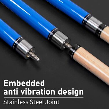 Набір для більярду Lotmusic: 1/2 роздільні кийки, вага 510-595 г, канадський клен, синій колір, 4 шт.