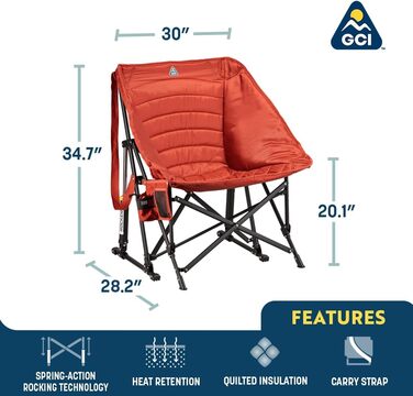 Зручне крісло-гойдалка GCI Outdoor Kickback для відпочинку на природі, Heathered Indigo (Terra)