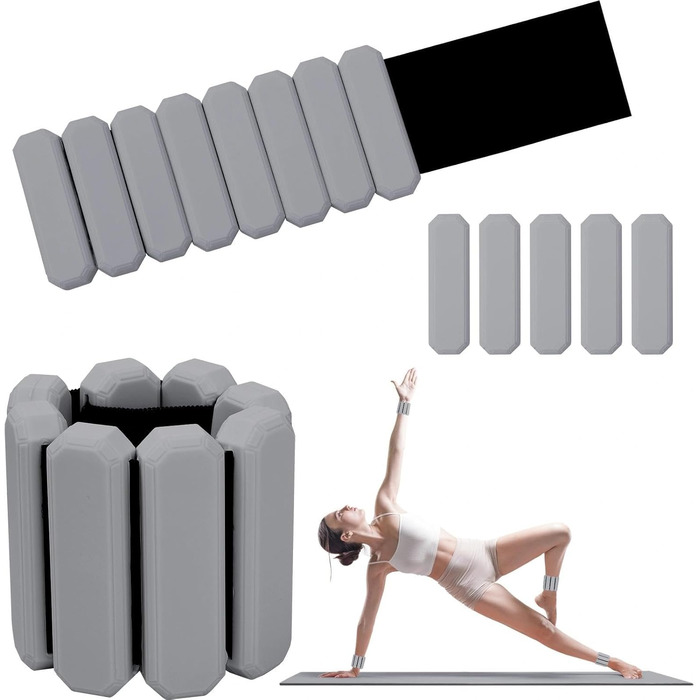 Набір обтяжень для зап'ястя та кісточок Omtofo, 2 шт (по 0,45 кг), Зелений (Сірий), для йоги, танців, пілатесу, аеробіки, кардіо та ходьби