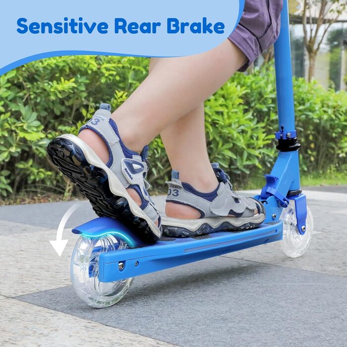 Самокат дитячий TONBUX Roller Kinder 6 років, з підсвіткою, регульованою висотою, складний, для дітей 5-12 років