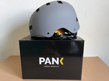 Велосипедний шолом Pank для дорослих з LED підсвіткою, додатковими подушками, регульованим розміром M (55-58 см), для електросамоката, скейтборду, міський, матовий сірий