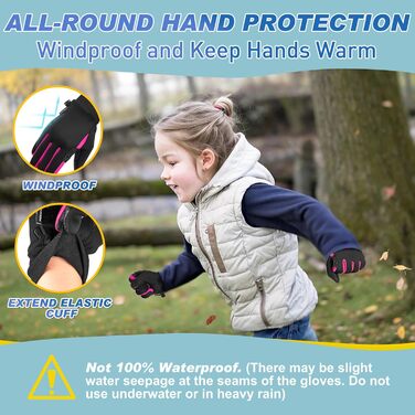 Дитячі рукавички Sukeen Softshell, теплі вело-рукавички, вітрозахисні рукавички для бігу, антиковзні рукавички для їзди на конях, спортивні рукавички для хлопчиків та дівчаток, чорно-рожеві