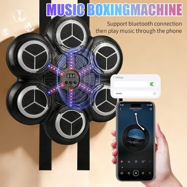 Музична боксерська машина для тренувань: Bluetooth, світлові ефекти, 3 режими, підрахунок ударів (81353)