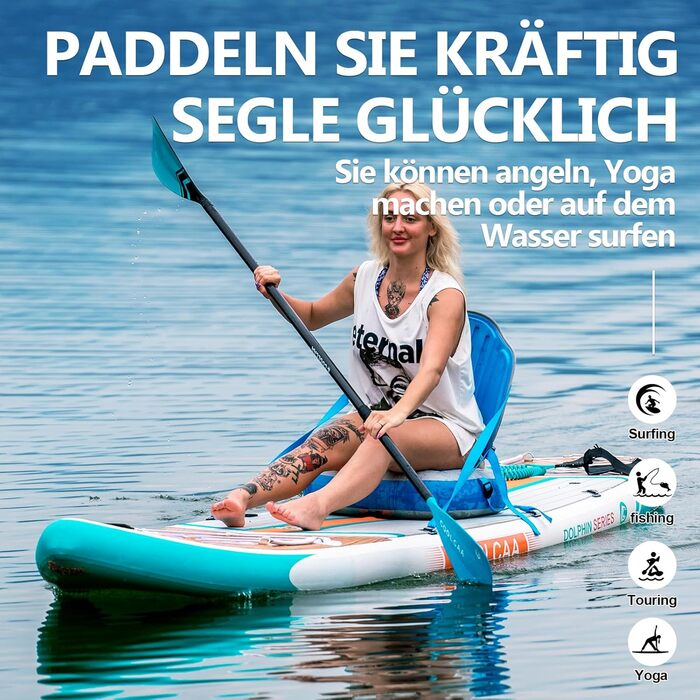 SUP-дошка COOLCAA 354x86x15 см, деревна текстура, комплект аксесуарів, вантажопідйомність 210 кг, для дорослих і підлітків, всі рівні