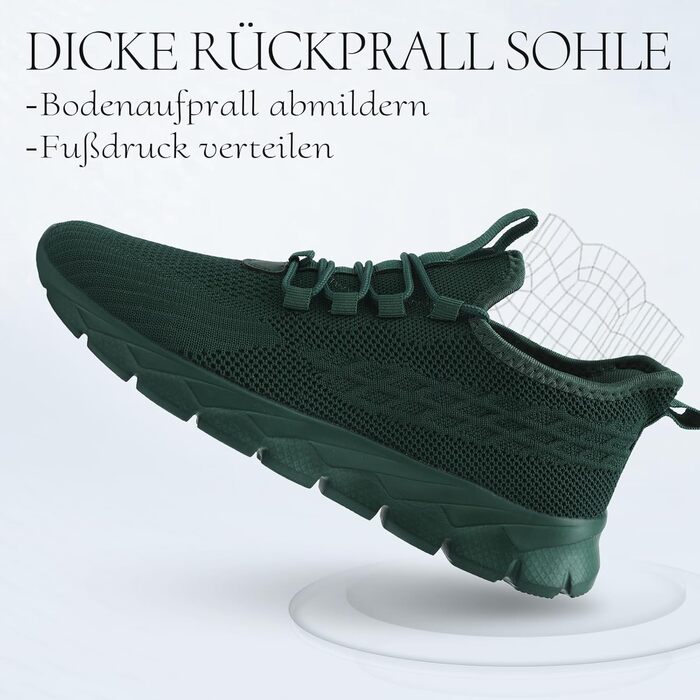 Кросівки для чоловіків: бігові, для ходьби, фітнесу, літні. Зелені, 49 EU