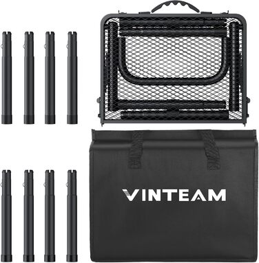 Складний стіл для пікніка Vinteam 3-рівневий, металевий, 58x40 см - портативний стіл для кемпінгу, грилю, відпочинку на природі