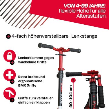 Алюмінієвий самокат S1 / S2 – регульований по висоті, ABEC 7 (червоний, Scooter S 1 Pro)