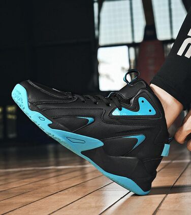 Чоловічі баскетбольні кросівки для спорту, дитячі кросівки для залу та вулиці, бігові кросівки (чорний) (45 EU, блакитний)