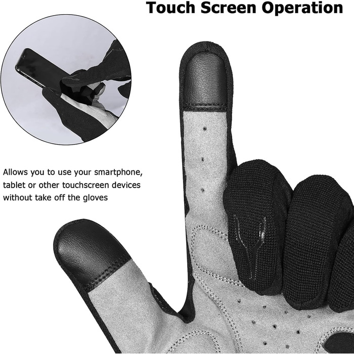 Велосипедні рукавички Westwood Fox WFX з повним пальцем для MTB та шосе, чорні, XL. З захистом від ковзання та підтримкою сенсорного екрану. Підходять для жінок та чоловіків.