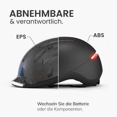 Life Helm від Overade: шолом для велосипеда та скутера з LED-підсвічуванням та пультом дистанційного керування, універсальний розмір, колір Slate Black