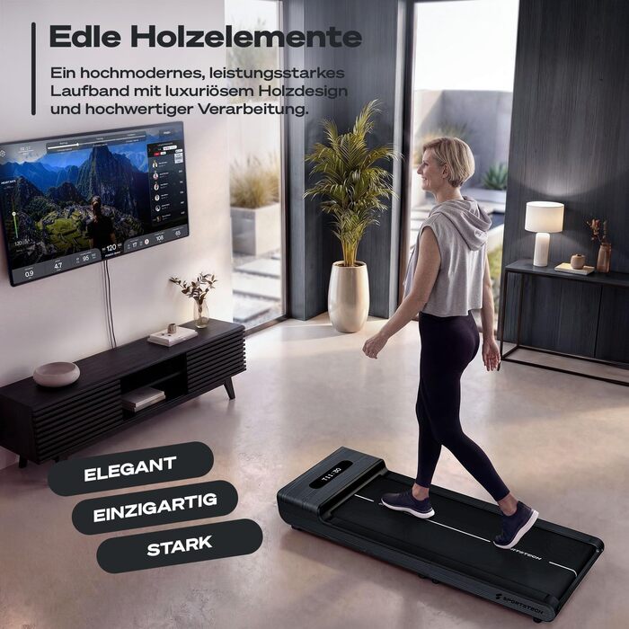 Складана бігова доріжка для ходьби Sportstech WoodPad Pro: компактна доріжка для дому та офісу, до 8 км/год, з лічильником кроків та підтримкою застосунку, витримує до 120 кг