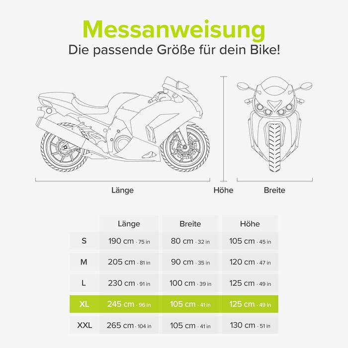 Чохол для мотоцикла VELMIA, термостійкий до 550°F, водонепроникний, для зберігання, Harley XL (245 x 105 x 125 см)
