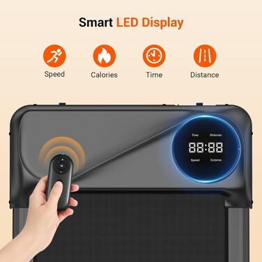 Бігова доріжка Dripex для ходьби під столом, 6 км/год, з пультом, LED-дисплеєм, амортизацією, чорна. Для дому та офісу.
