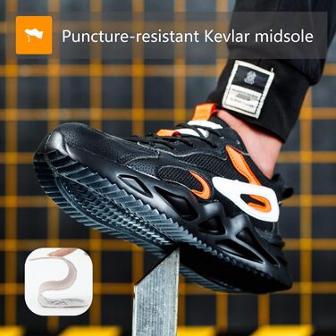 Чоловічі та жіночі робочі черевики-кросівки з металевим носком, чорні, 43 EU