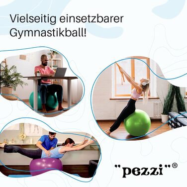 Фітбол PEZZI Original Pezziball 53 см з насосом, антрацит, м'яч для сидіння