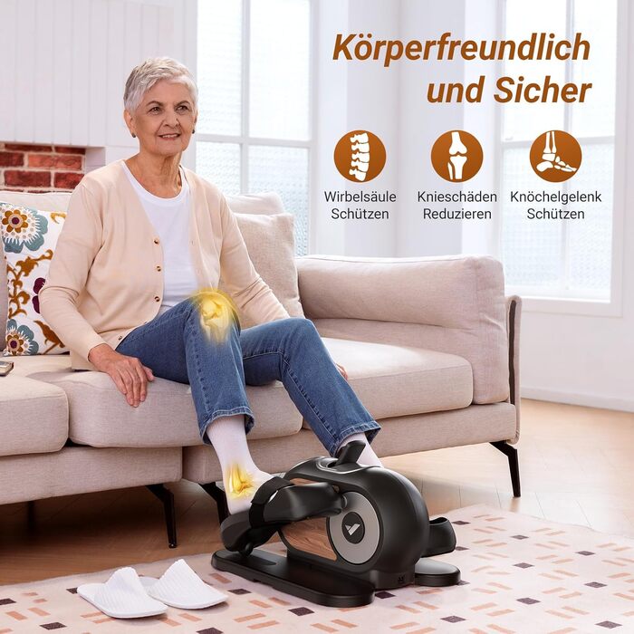 MERACH Міні електричний крос-тренажер під стіл з пульт, дисплей, неслизьке покриття, 12 швидкостей, тихий та портативний для дому, для дорослих та літніх людей (чорний) E32-2024