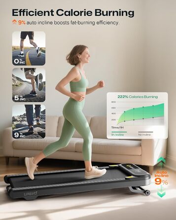Smart Walking Pad [Spacewalk 3S] Чорний: Ходункова доріжка з автоматичним нахилом, 42x108 см, для дому та офісу