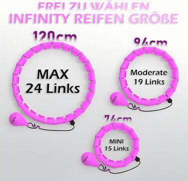 Обруч для схуднення з ваговим кільцем Smart Hoop для дорослих та початківців, фіолетовий, 120 см (77-132 см)