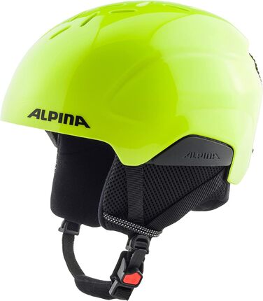 Дитячий лижний шолом ALPINA PIZI 46-51 см, ударостійкий, знімні вушні подушки, неон-жовтий матовий