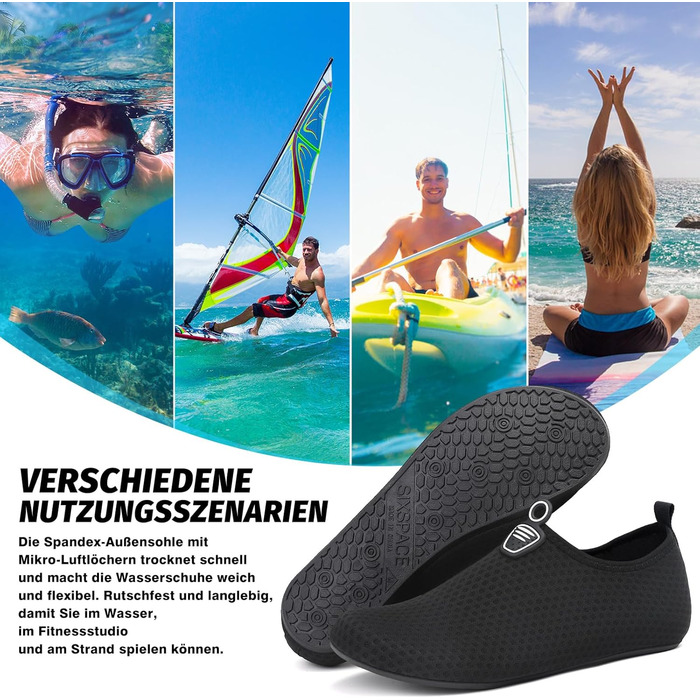 Чоботи для плавання та водних видів спорту Luedka, унісекс, чорні, розмір 34-48