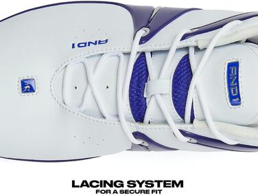 AND1 Rise чоловічі баскетбольні кросівки: для гри в залі, на вулиці та на майданчику. Розміри 40-50. Білий, темно-синій.