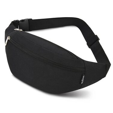 Сумка на пояс Bauchtasche унісекс: спортивна, для телефону, грошей, фітнесу, велосипеда, кемпінгу - чорна 33x6.5x14 см
