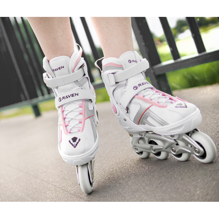 Регульовані ролики RAVEN Pulse White/Pink (розмір 37-40)