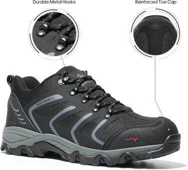 Чоловічі водонепроникні трекінгові черевики NORTIV 48 EU (широкі) - чорний, темно-сірий