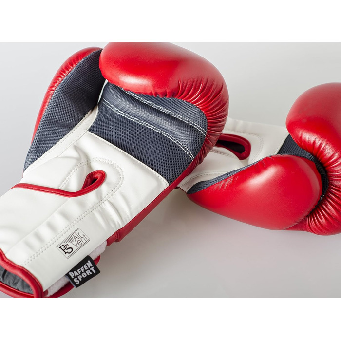 Боксерські рукавички Paffen Sport FIT з дихаючою сіткою на долоні для боксу, кікбоксингу, муай-тай, K1 та інших єдиноборств. Червоно-білі, 16UZ