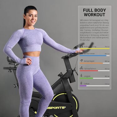 Преміум велотренажер MSPORTS Indoor Cycling Bike Black, 8 кг маховик, магнітний опір, Bluetooth, фітнес велоергометр для дому